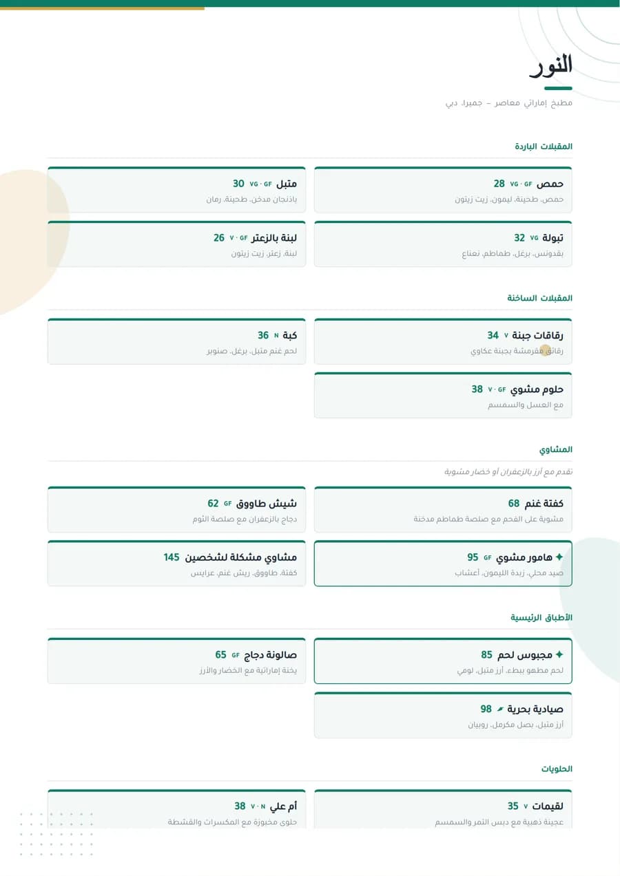 قالب منيو كافيه، قالب مارينا باللغة العربية